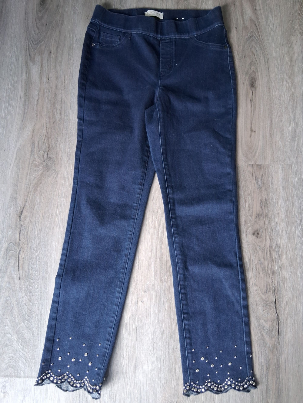 Women’s Navy Embellished Hem Jeans